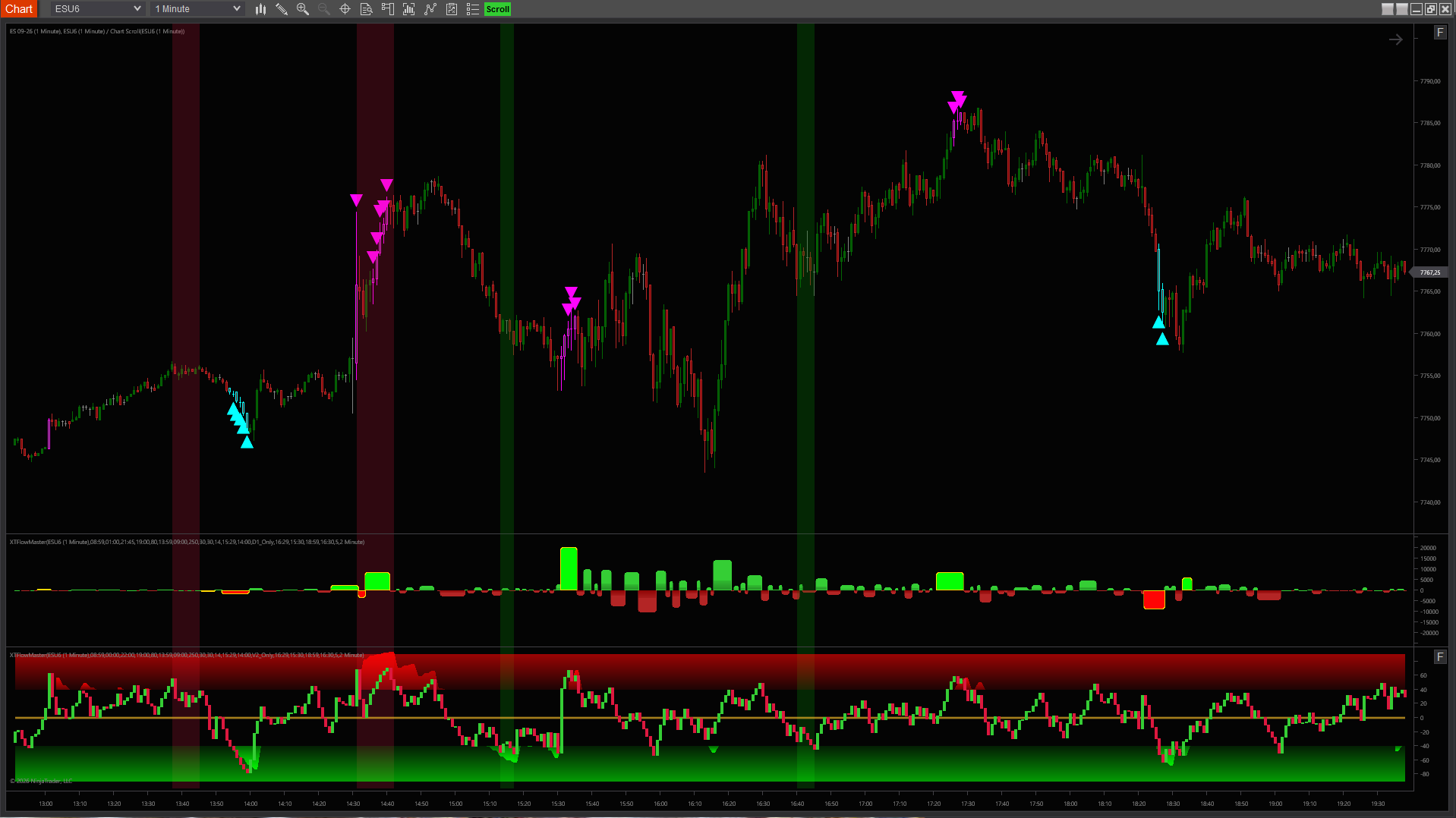 NinjaTrader 8 XTFlow Master v6 Native Chart Preview